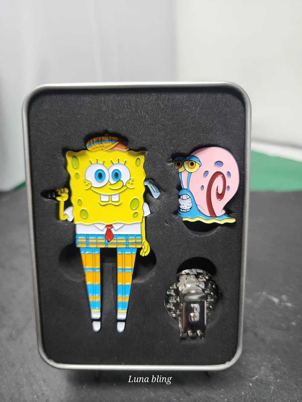SpongeBob SquarePants Yellow & Pink Enamel Pin Set - Luna Bling